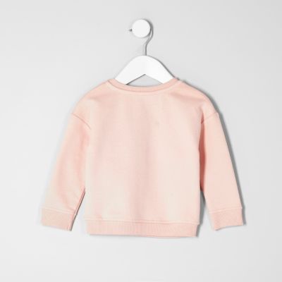 Mini girls light pink unicorn sweatshirt